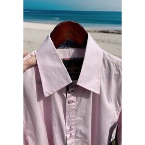 Red Sun Western Shirt Pink Unique Button Close Contrast Inside Cuff Fabric Men L